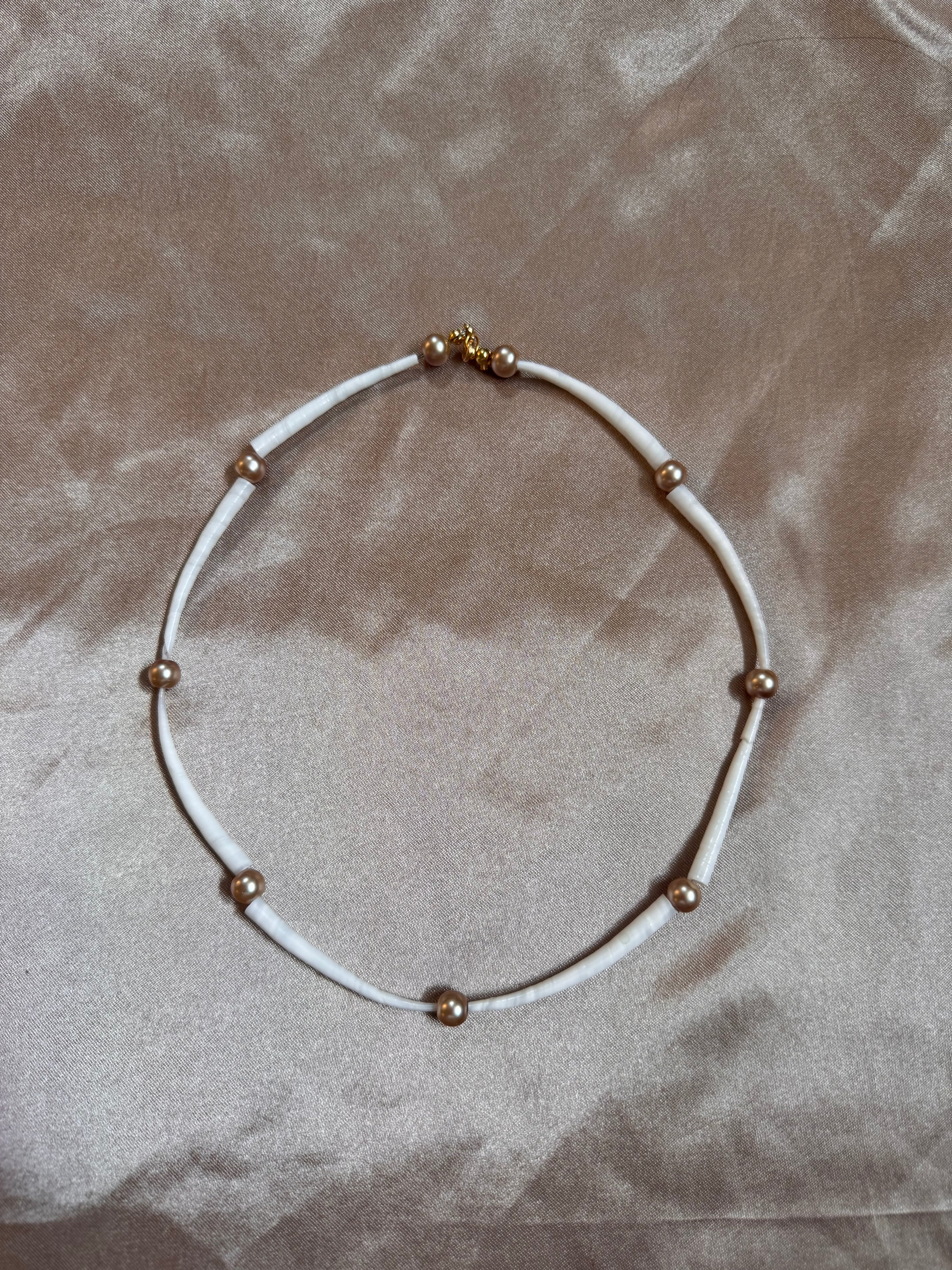 Champagne Pearl & Dentalium Necklace