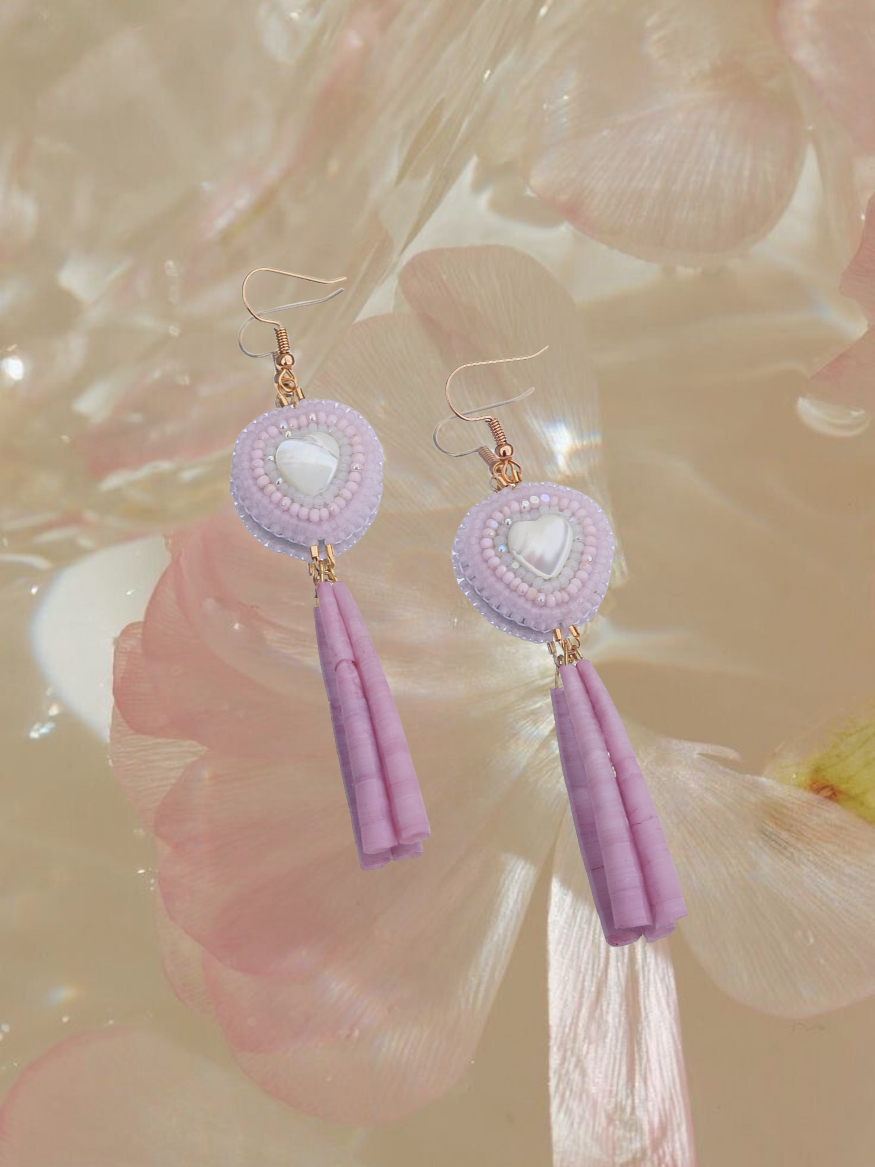 Faded Orchid Heart Earrings