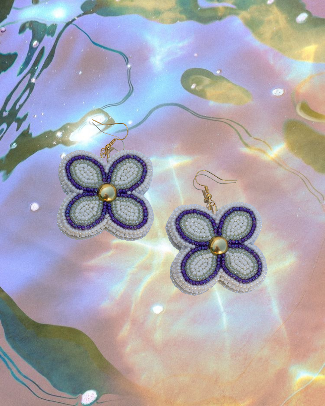 Purple & Green Floral Earrings
