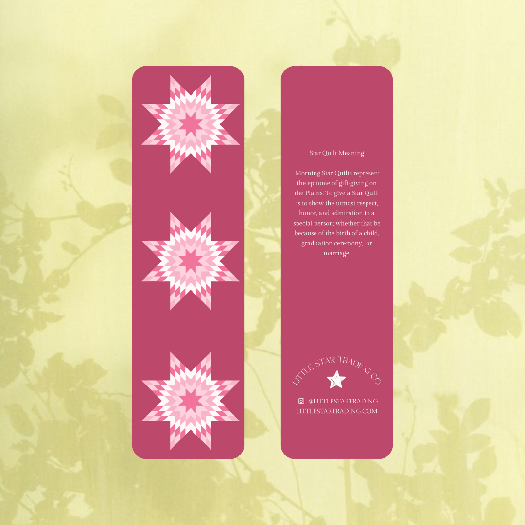 Pink Star Quilt Bookmark