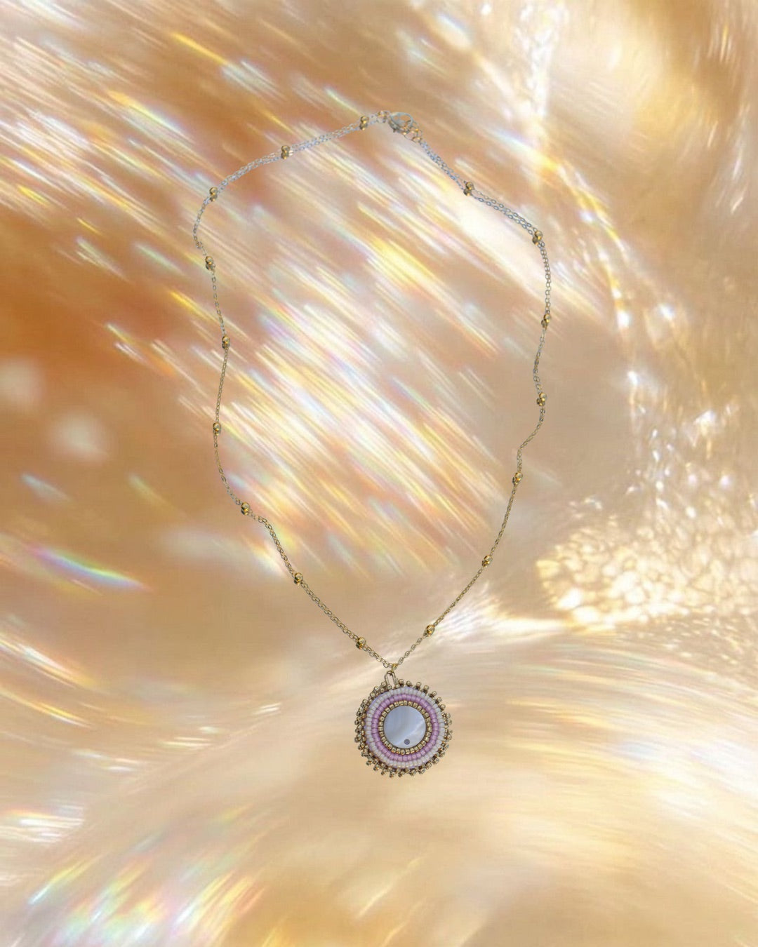 Pink & Gold Circle Necklace