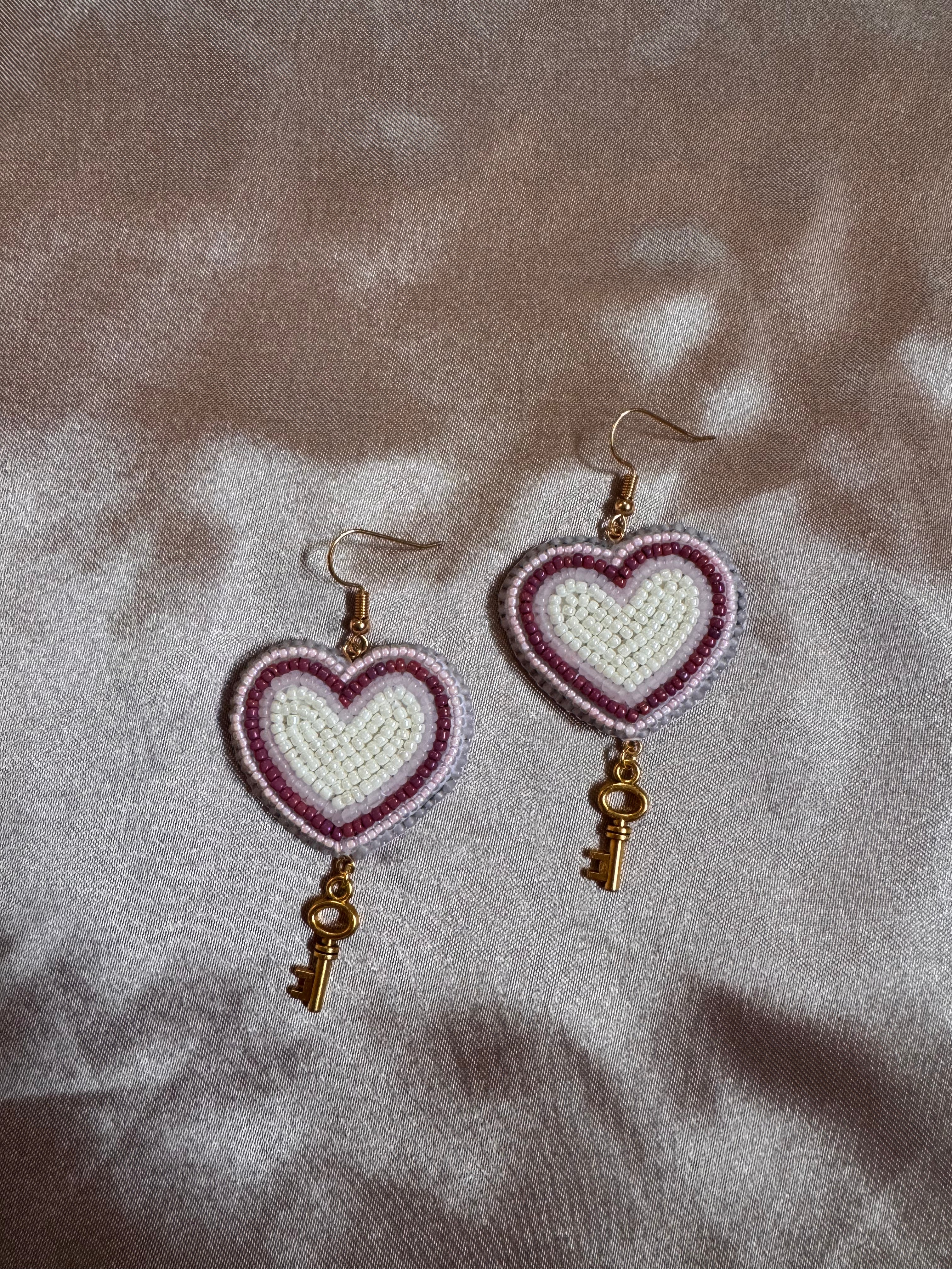 Heart & Key Earrings