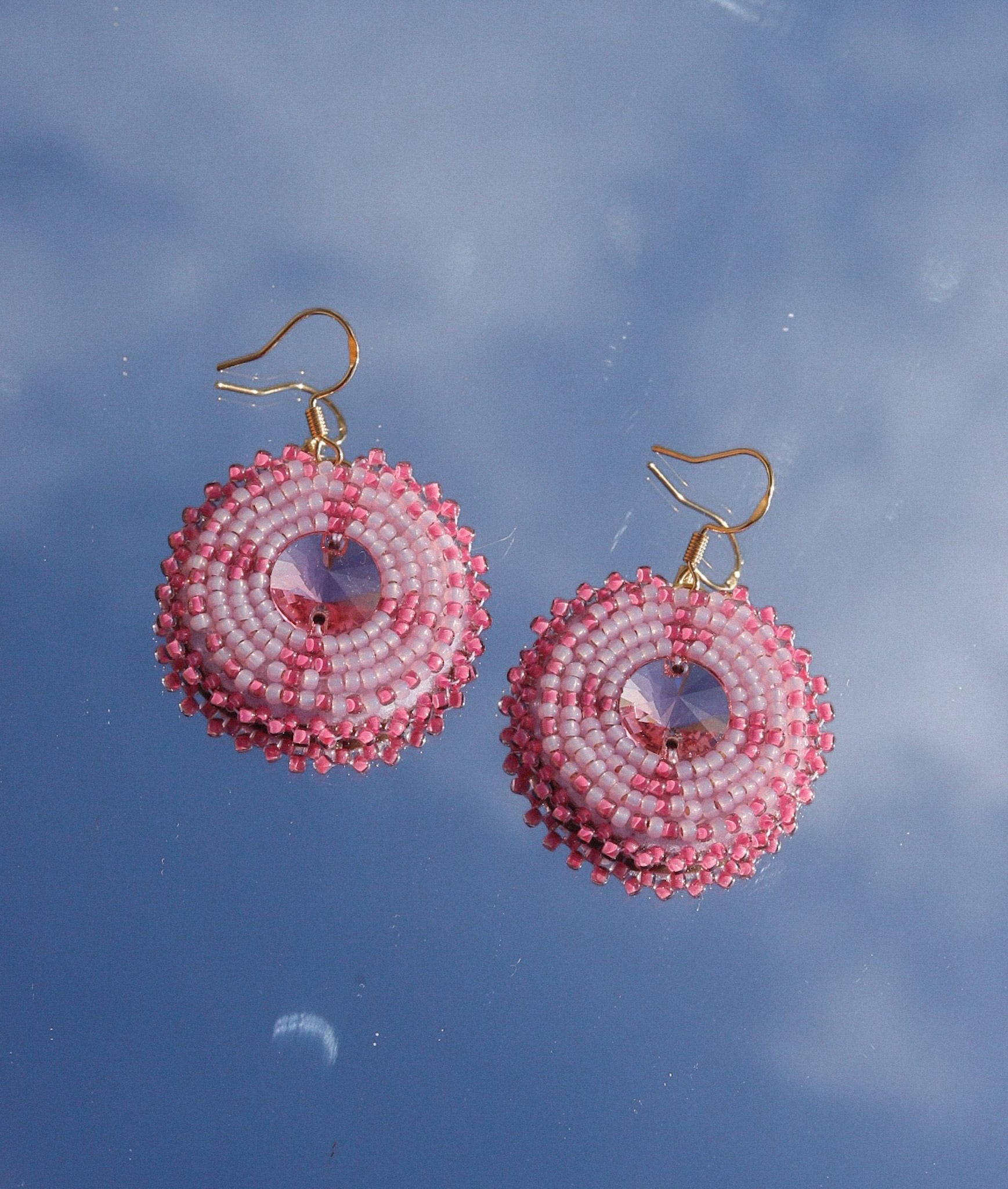 Medium Pink Circle Earrings