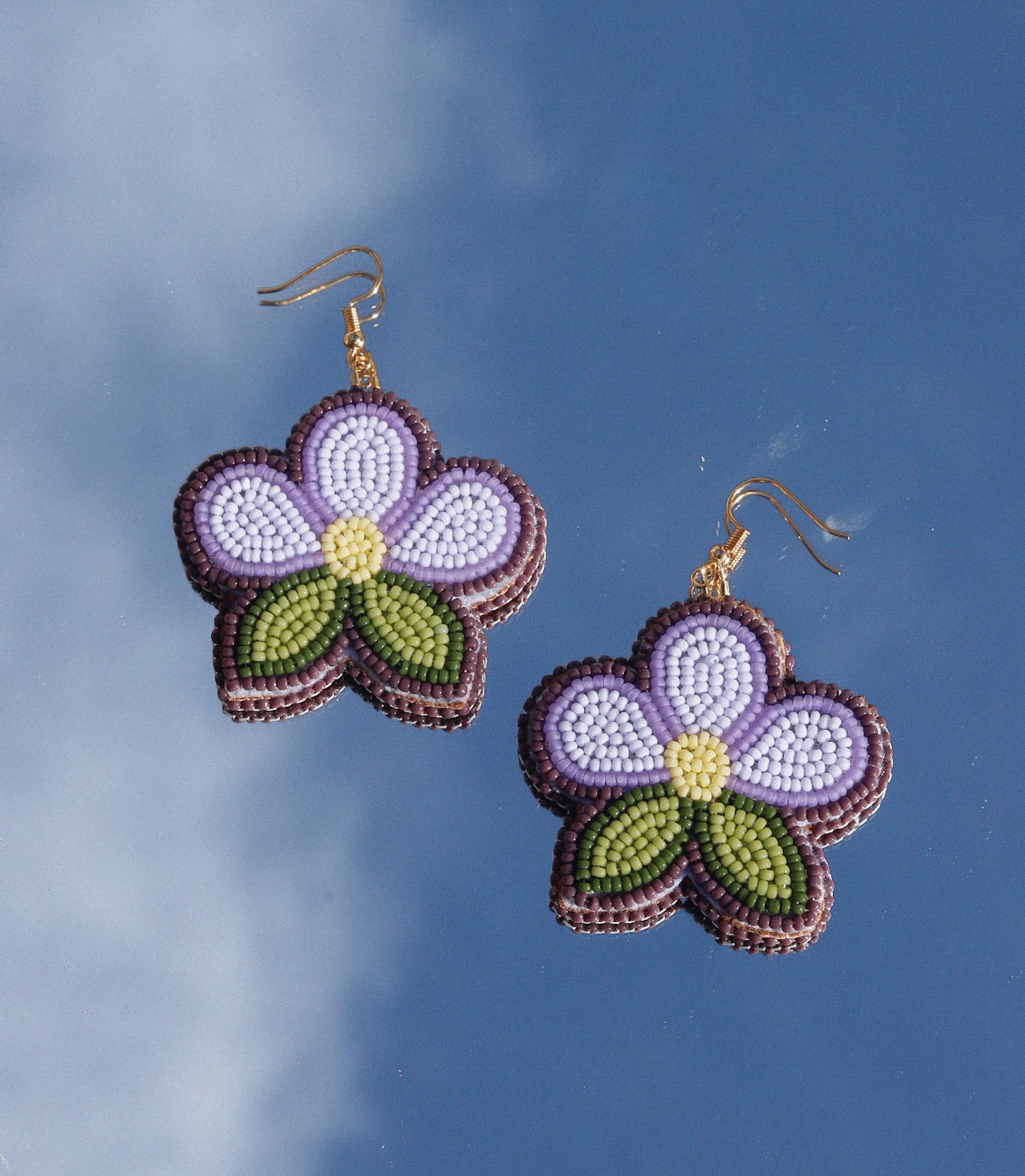 Purple Full Petal Earrings