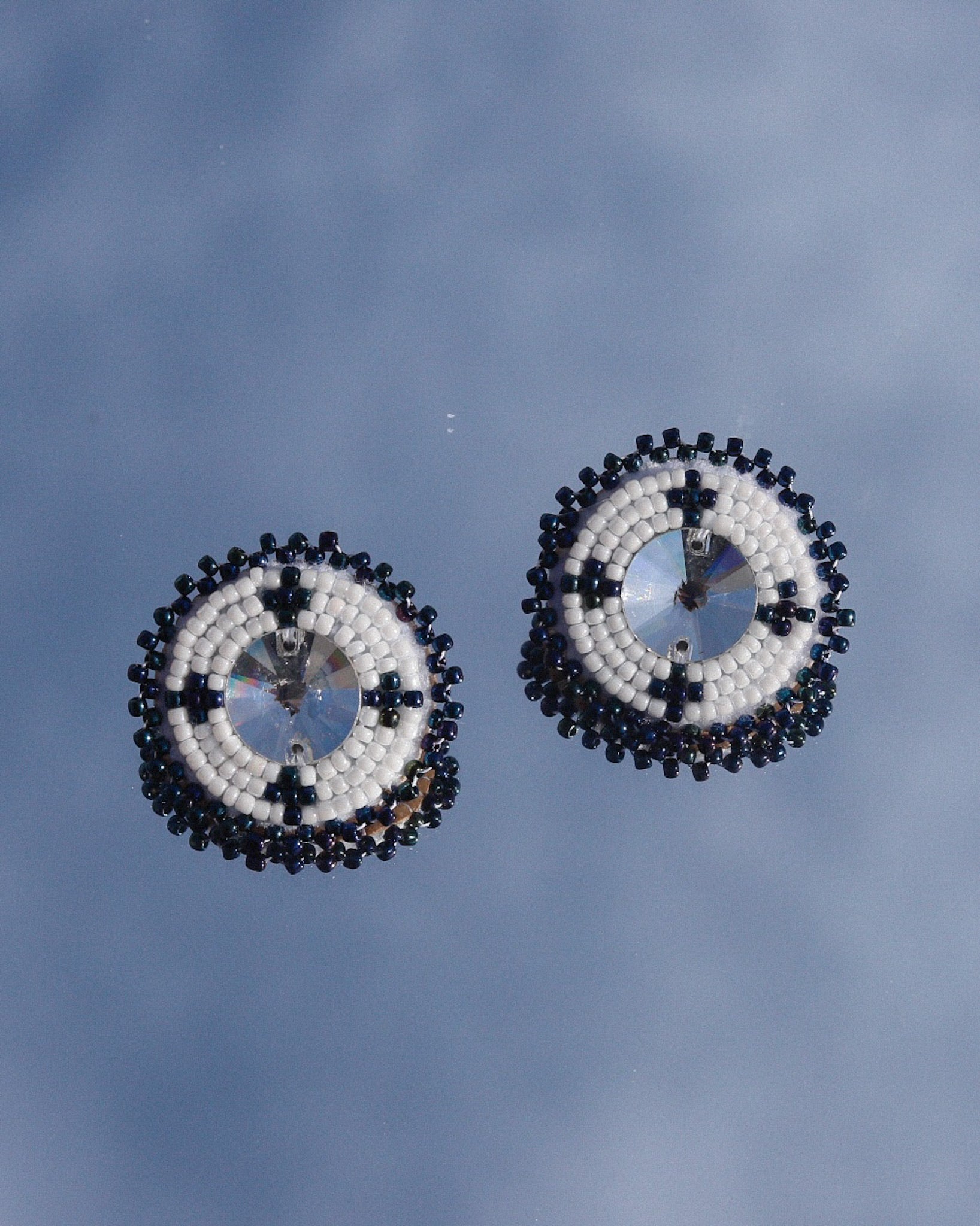 Navy Circle Earrings