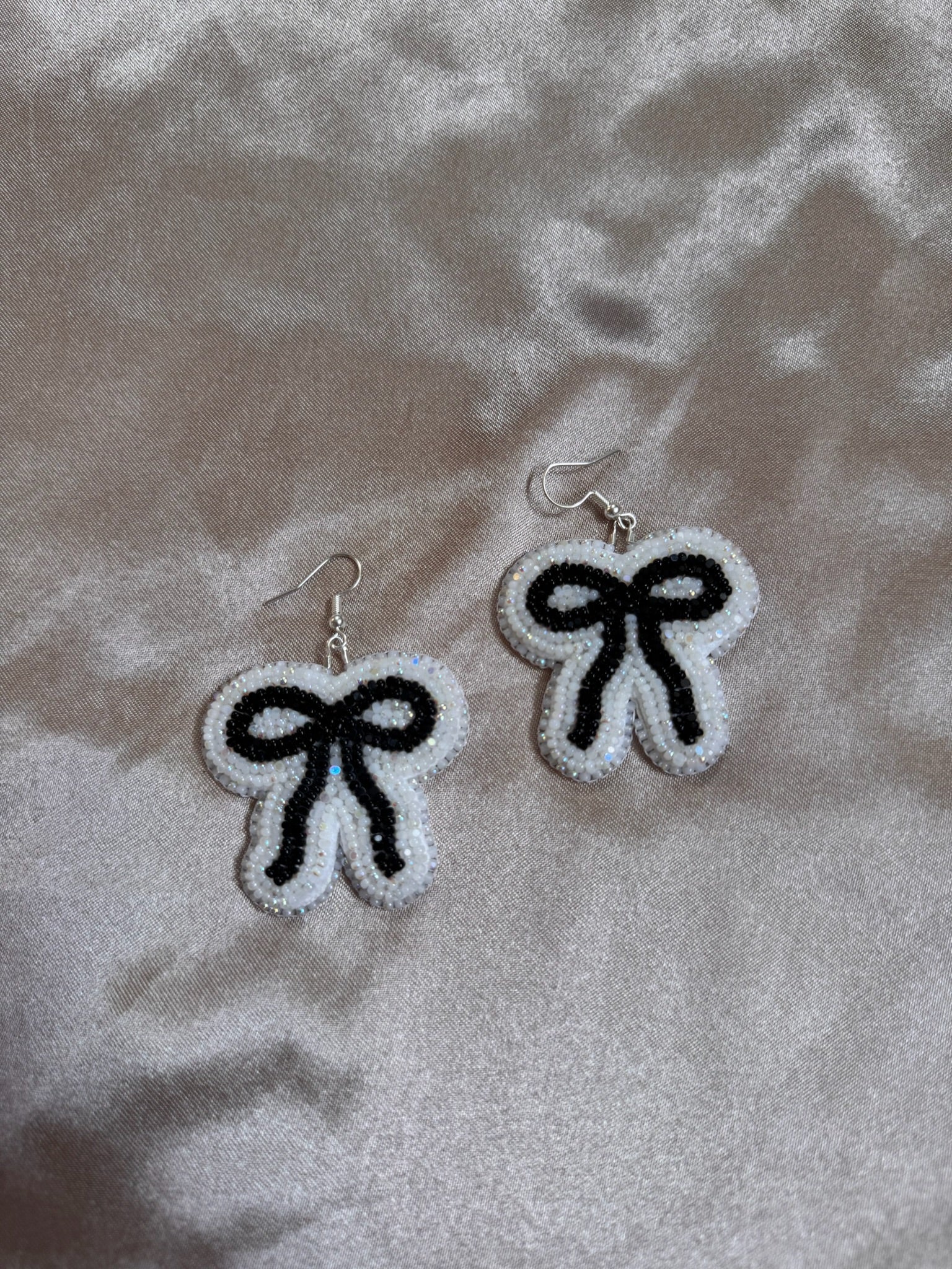 Black and White Bow Earrings
