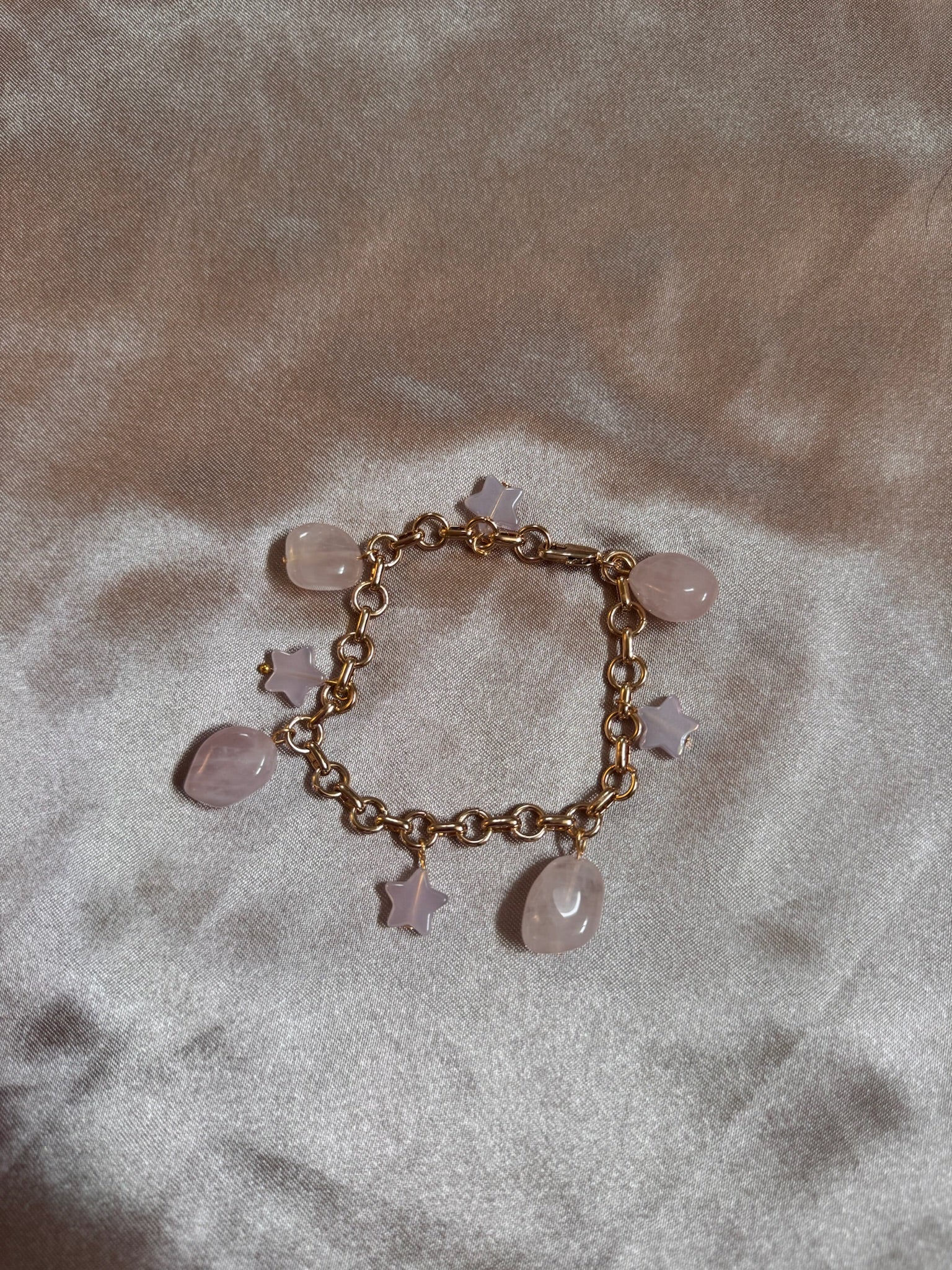 Pink Stone Charm Bracelet