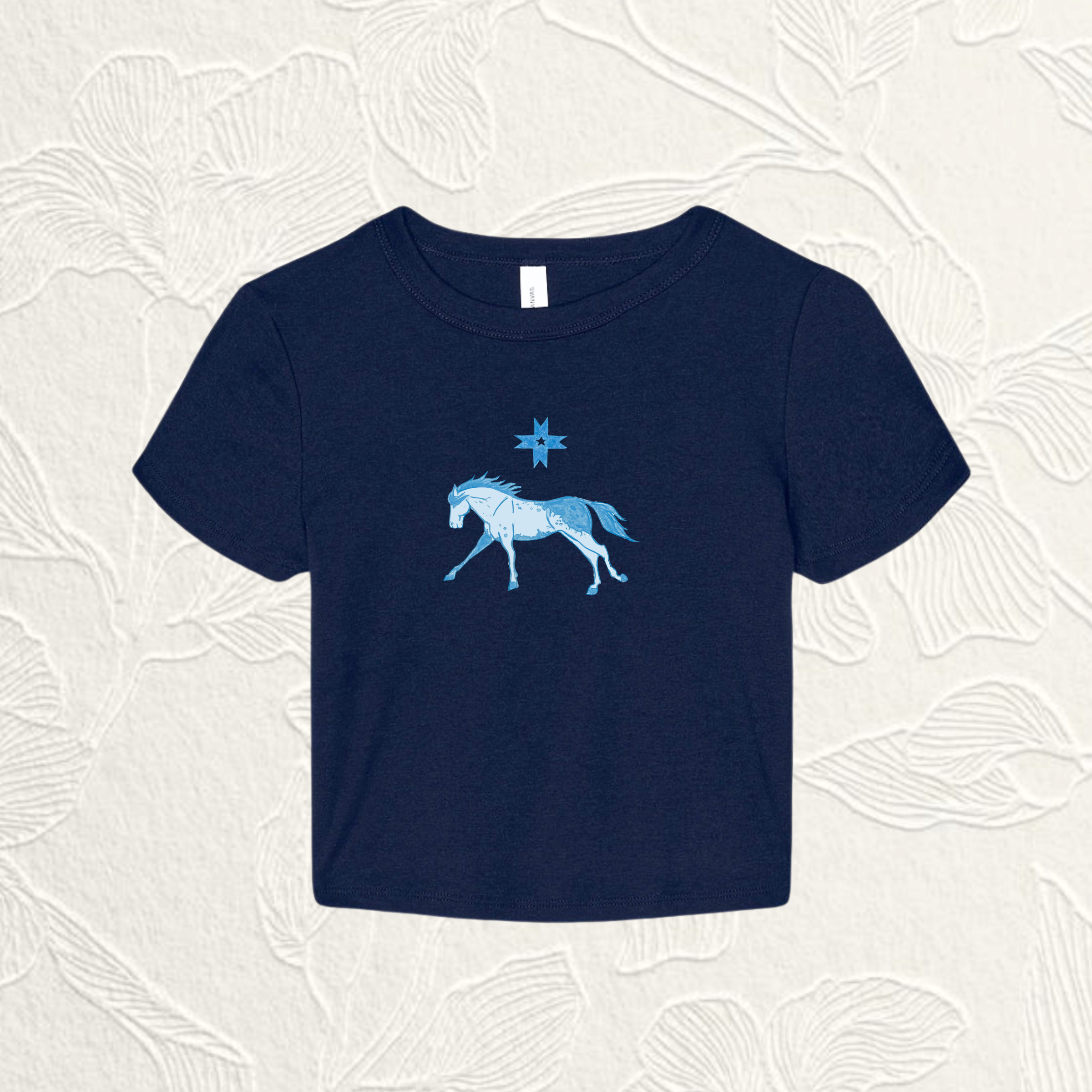 Blue Horse Cropped Tee
