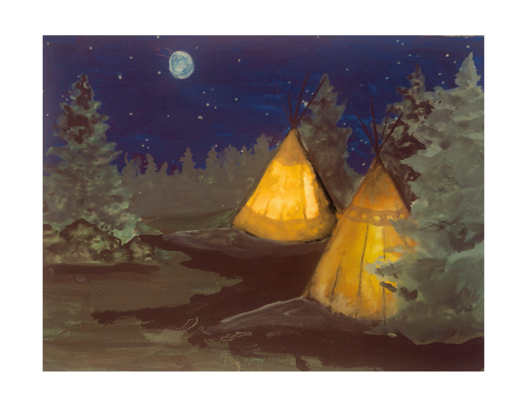 Teepees at Night