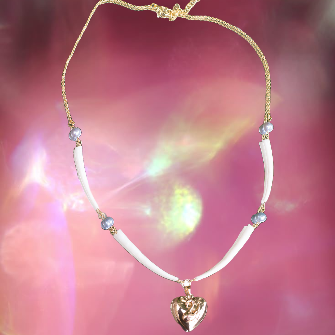 Blue Pearl Swan Necklace