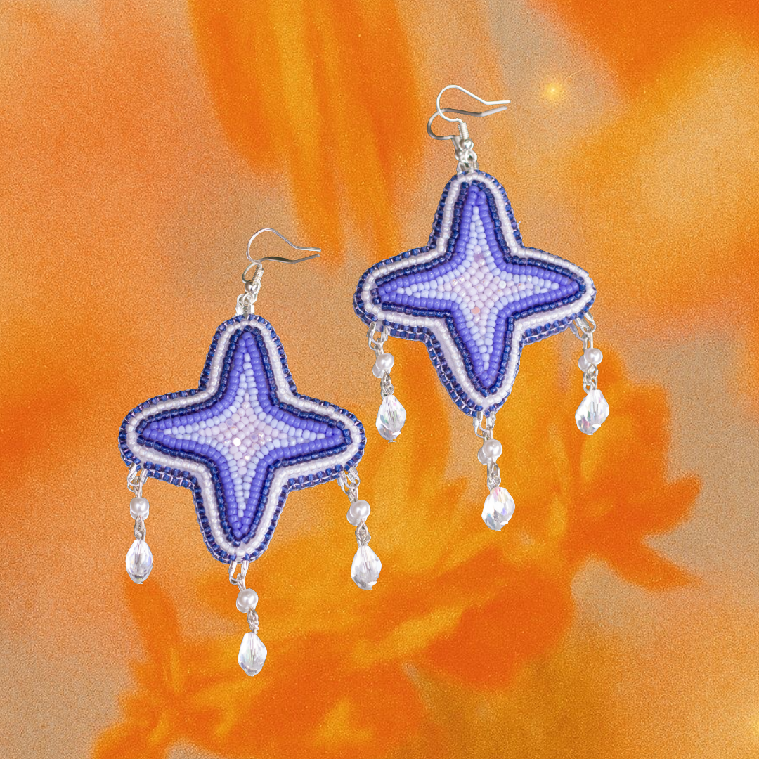 Blue Star Droplet Earrings