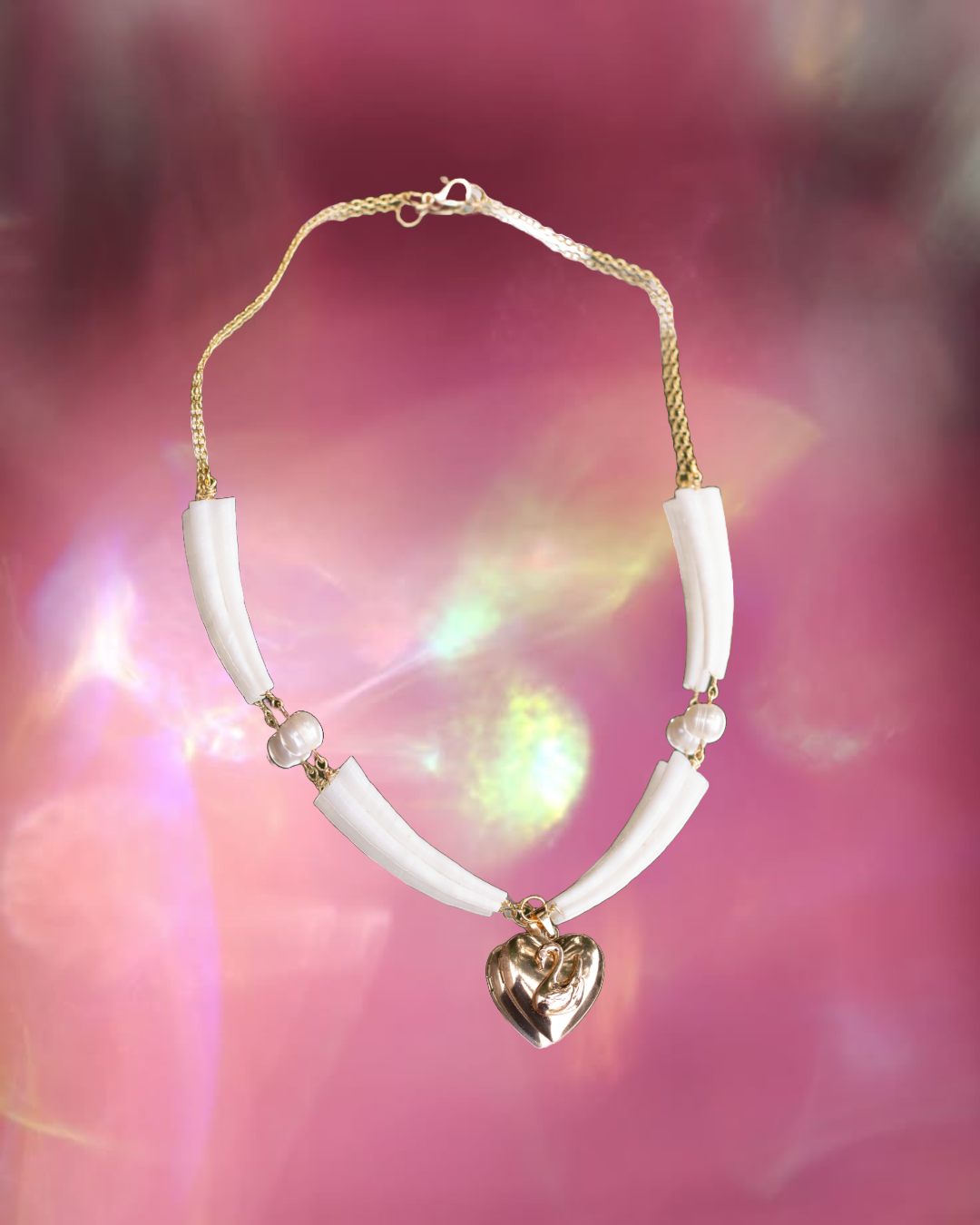 Swan Heart & Pearl Choker