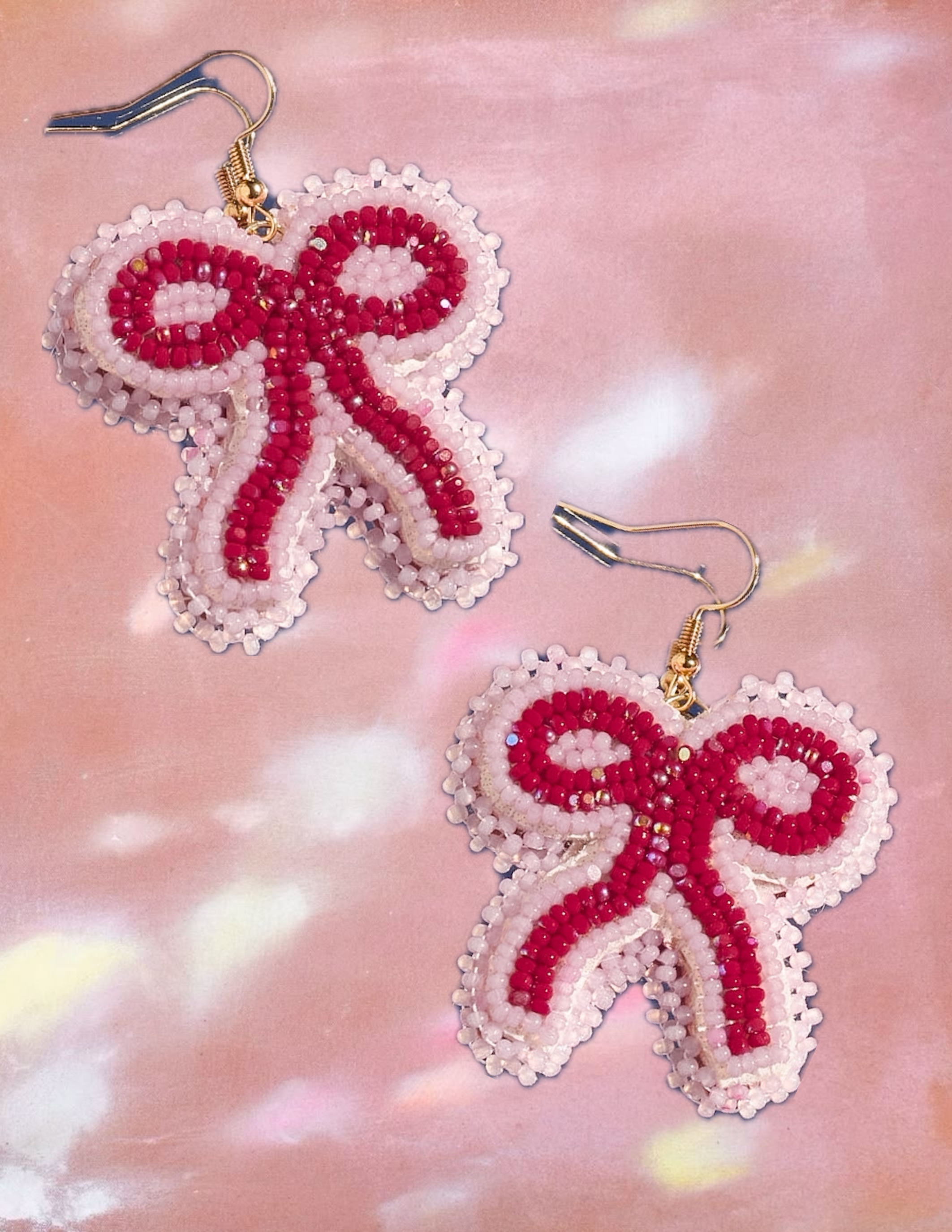 Red and Pink Bow Earrings