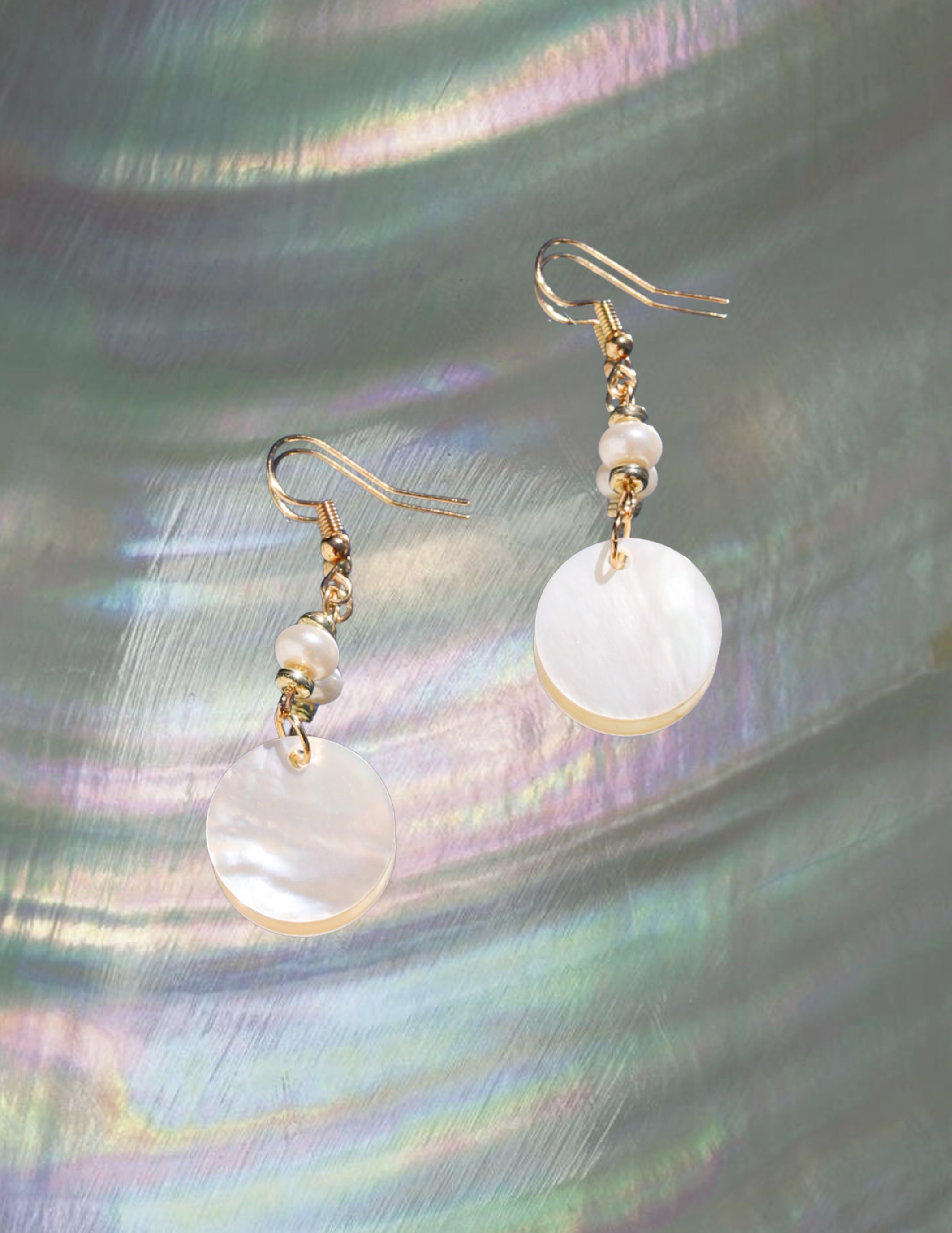 Mother of Pearl Circle Earrings