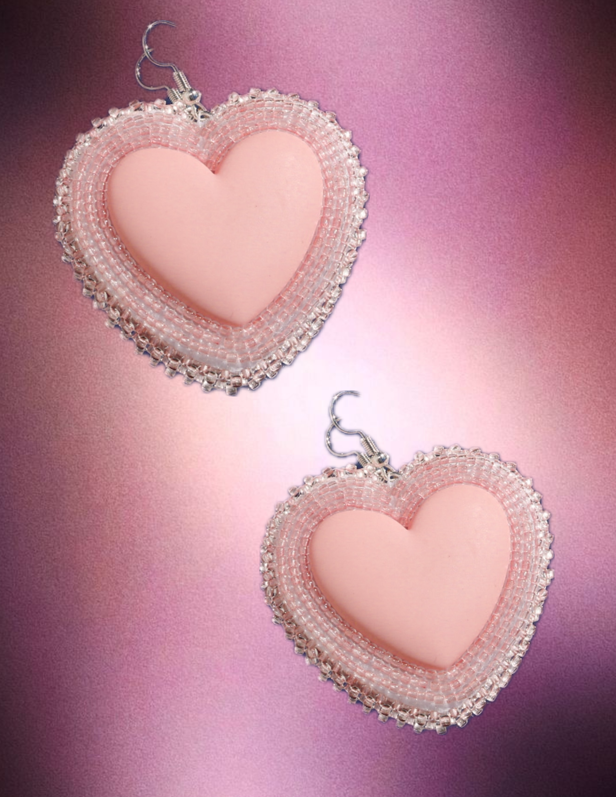 Sheer Pink Heart Earrings