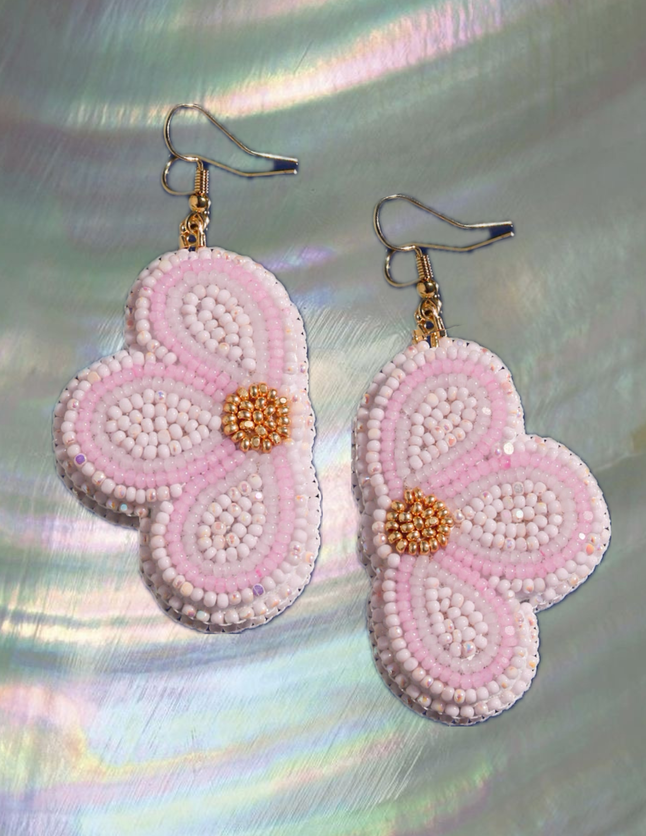 Pale Pink Petal Drop Earrings