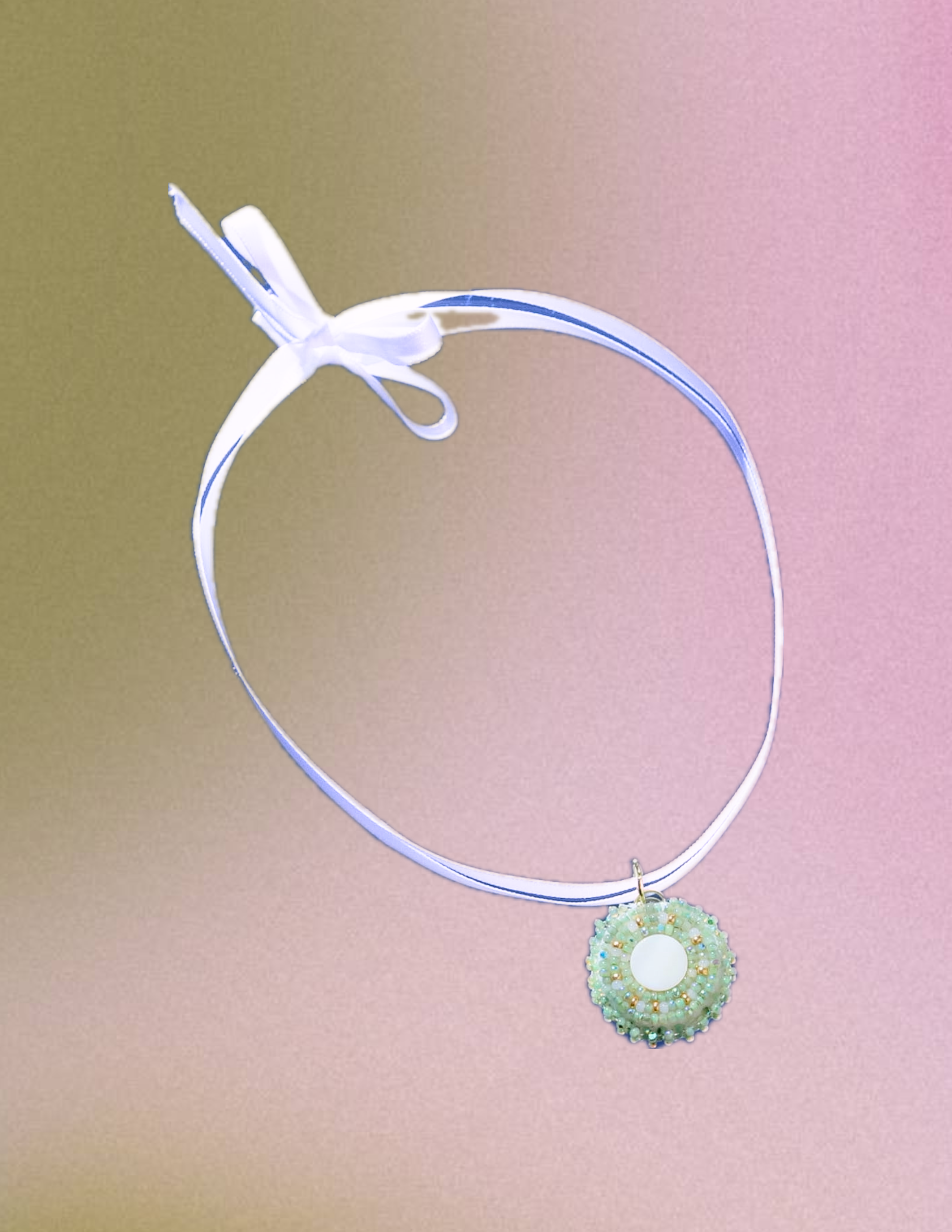 Green, Gold and White Pendant