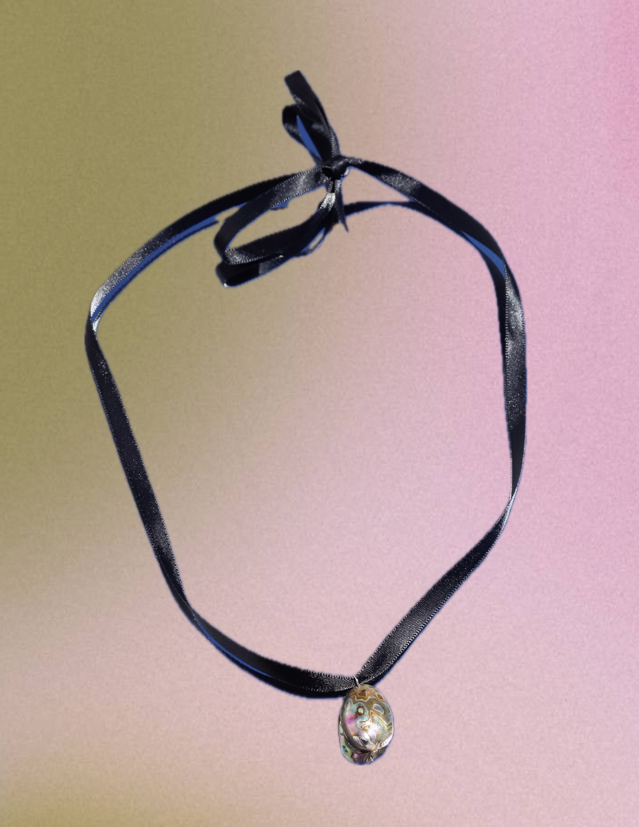 Abalone Black Ribbon Necklace