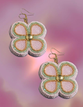 Pink and Gold Four-Leaf Clover Earrings