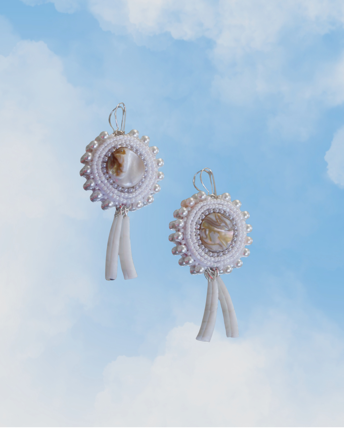 White Dentalium Earrings