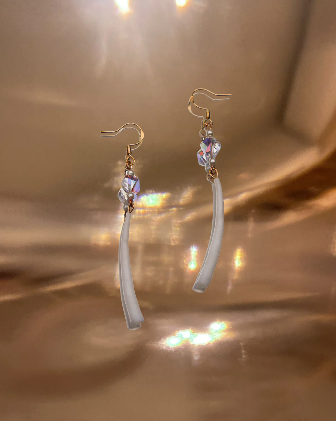 Crystal & Pearl Dentalium Earrings