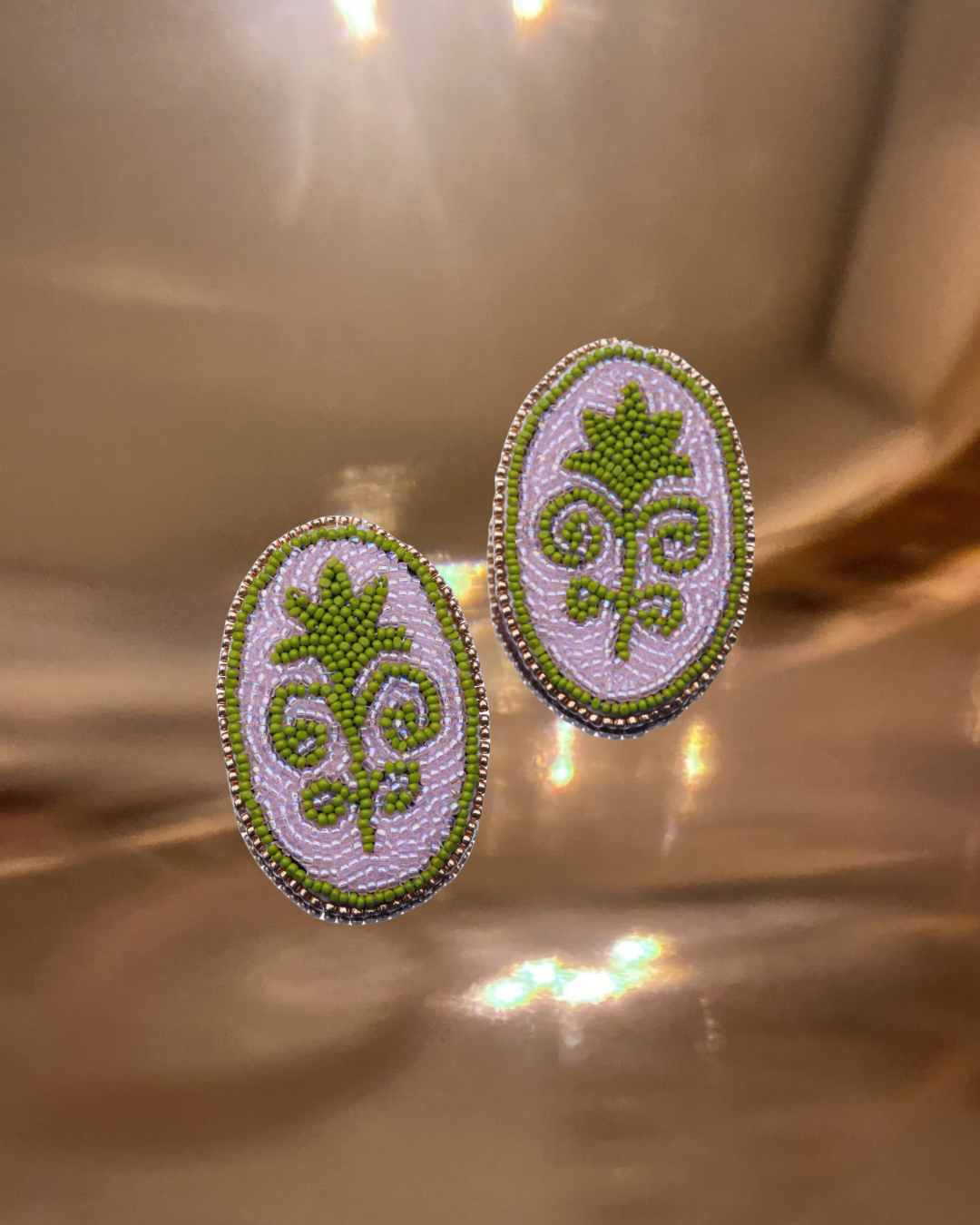 Pink & Green Floral Earrings