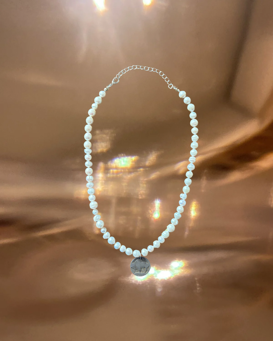 Buffalo Coin Pearl Necklace