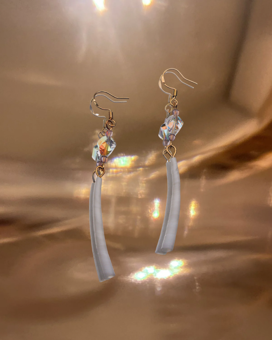 Crystal Dentalium Earrings