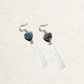 Heart Abalone and Dentalium Earrings